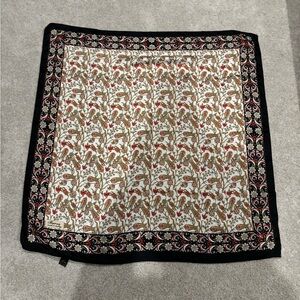 Bursa Ipek 100% silk square scarf with a Turkish bird and floral pattern.